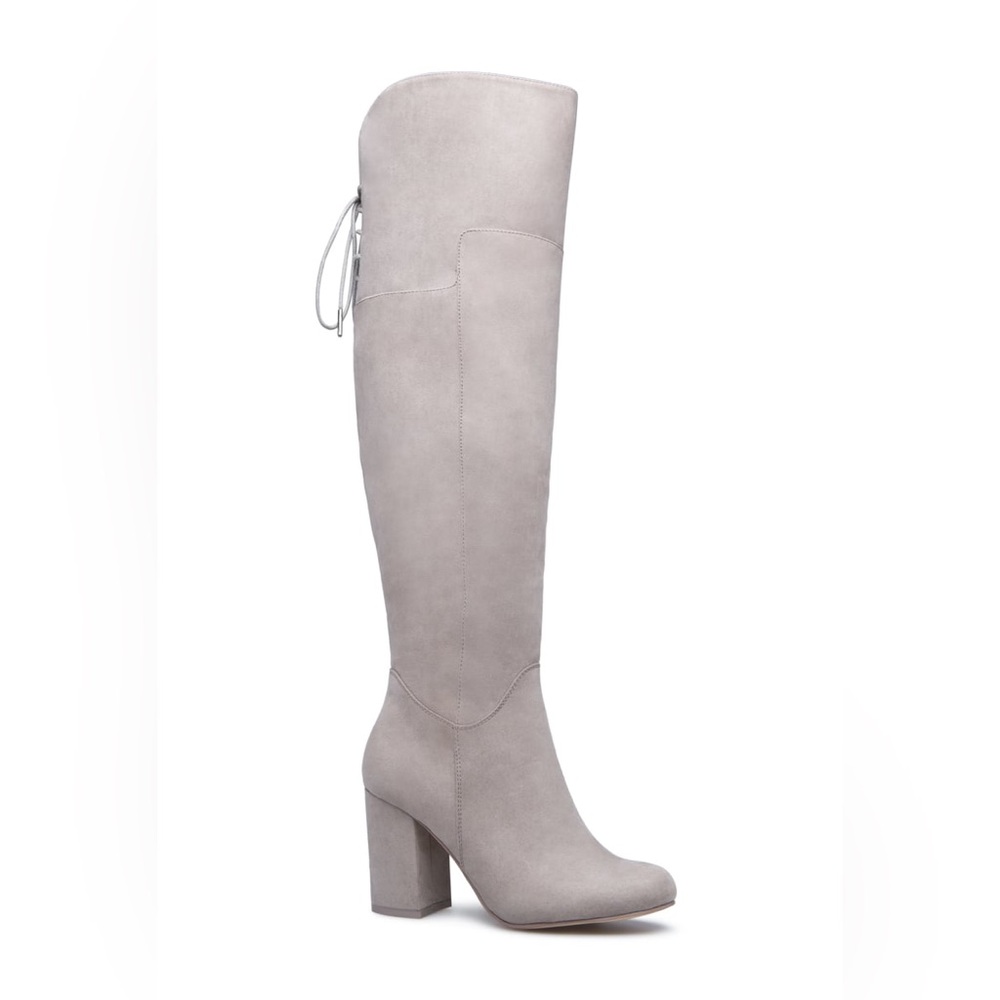Grey Faux Suede Blocked Heeled Boot - NWOB